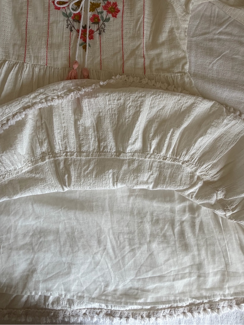 Unbranded White women’s Floral-Embroidered Dress with Tassel - Picture 11 of 14